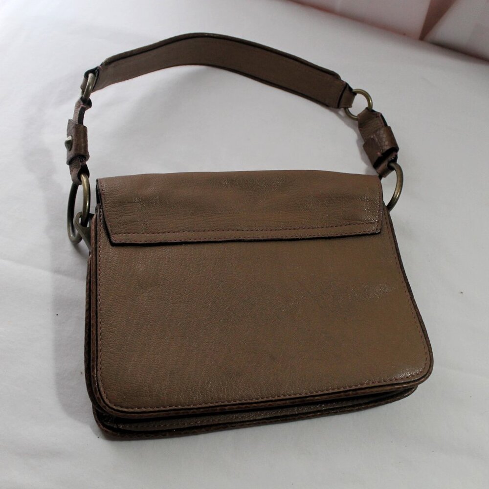 Ellen Tracy Brown Goat Leather Handbag / Shoulder Bag - Picture 4 of 8